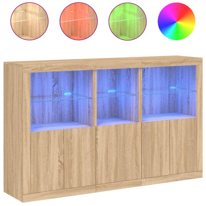 Credenza con Luci LED Rovere Sonoma 162x37x100 cm - homemem39