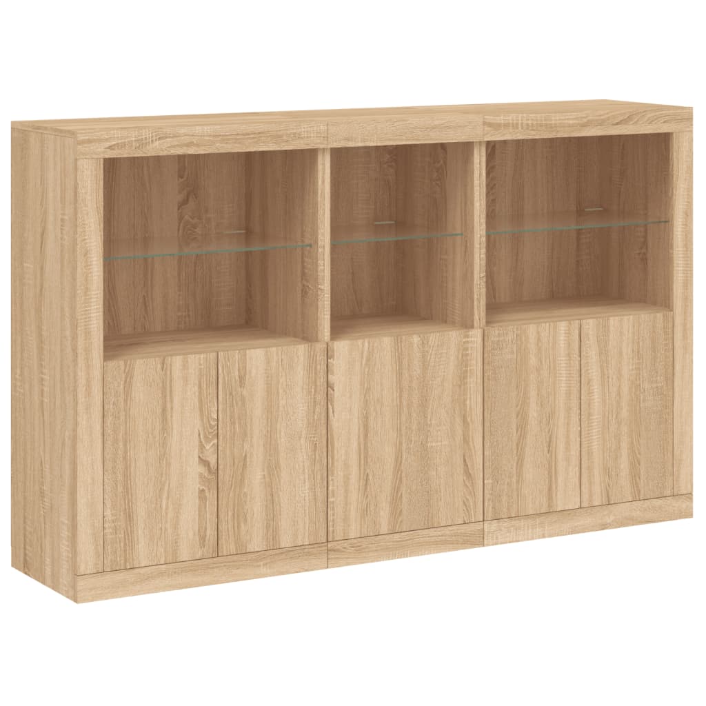 Credenza con Luci LED Rovere Sonoma 162x37x100 cm - homemem39