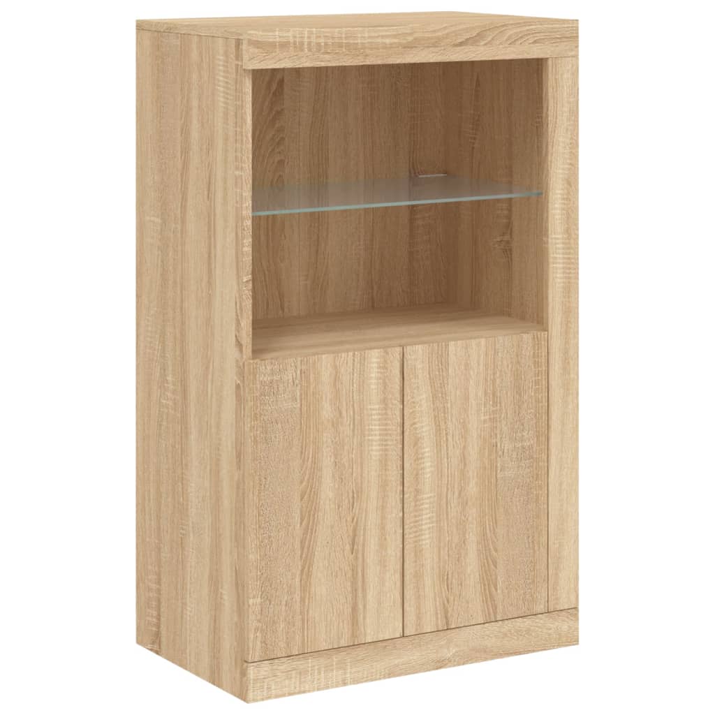 Credenza con Luci LED Rovere Sonoma 162x37x100 cm - homemem39