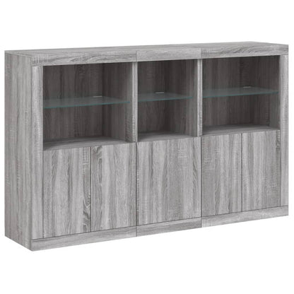 Credenza con Luci LED Grigio Sonoma 162x37x100 cm