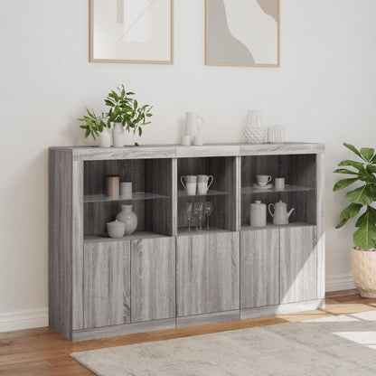 Credenza con Luci LED Grigio Sonoma 162x37x100 cm - homemem39