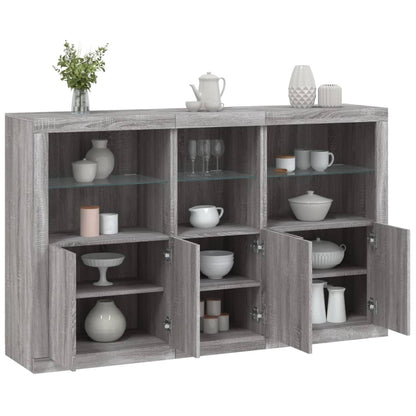 Credenza con Luci LED Grigio Sonoma 162x37x100 cm