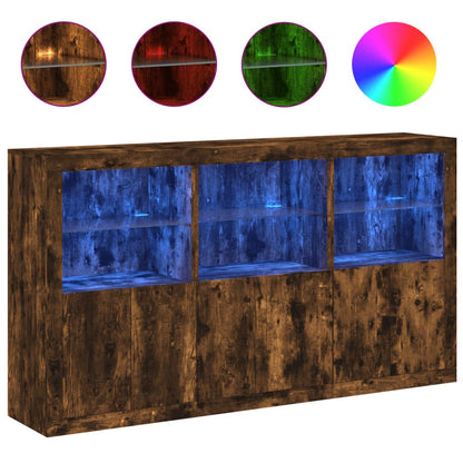 Credenza con Luci LED Rovere Fumo 181,5x37x100 cm - homemem39