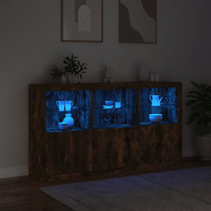 Credenza con Luci LED Rovere Fumo 181,5x37x100 cm - homemem39