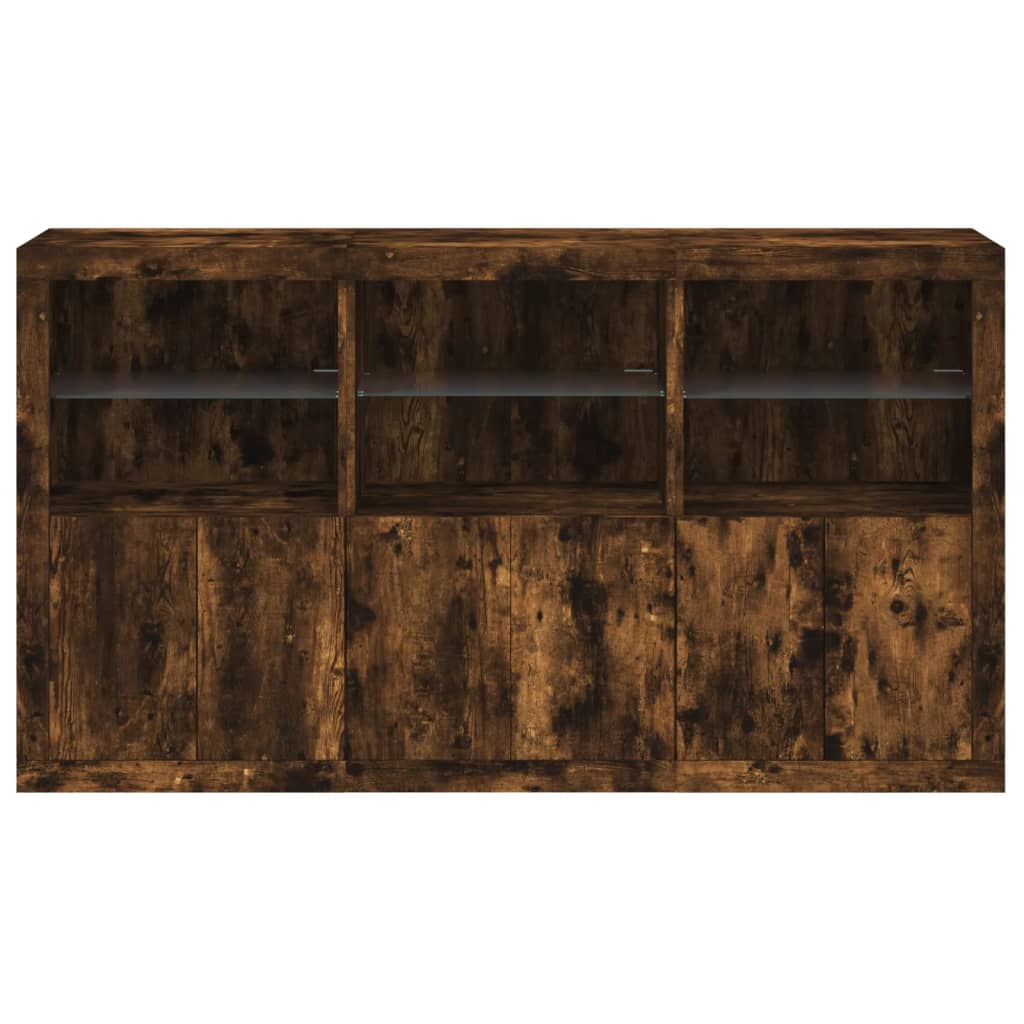 Credenza con Luci LED Rovere Fumo 181,5x37x100 cm - homemem39