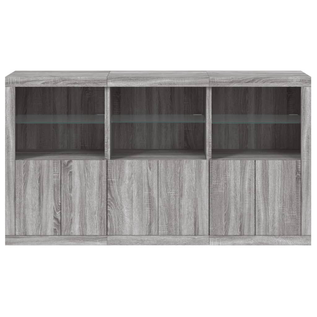 Credenza con Luci LED Grigio Sonoma 181,5x37x100 cm - homemem39