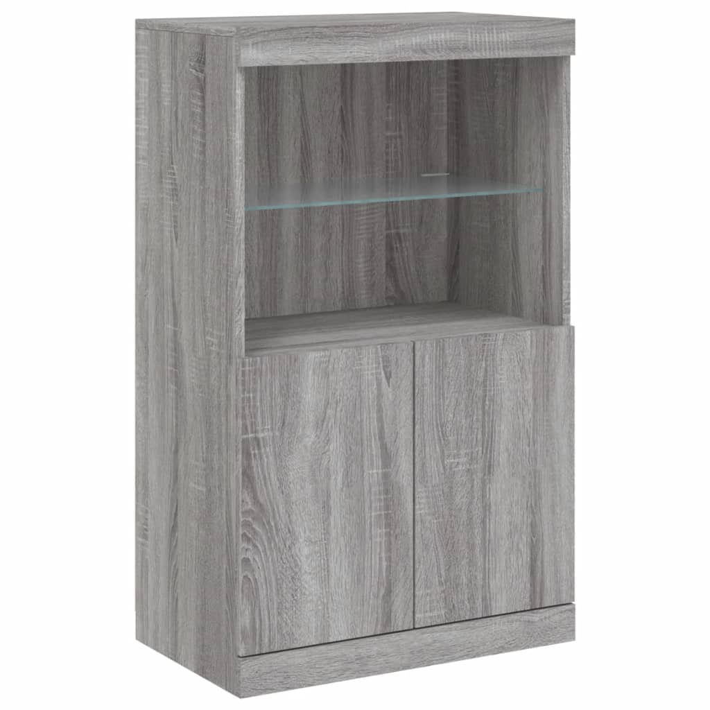 Credenza con Luci LED Grigio Sonoma 181,5x37x100 cm