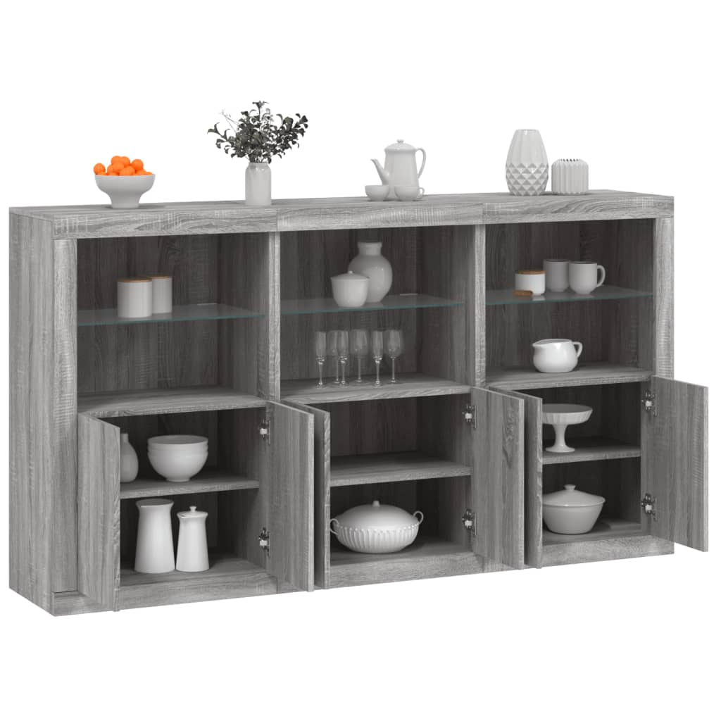 Credenza con Luci LED Grigio Sonoma 181,5x37x100 cm - homemem39