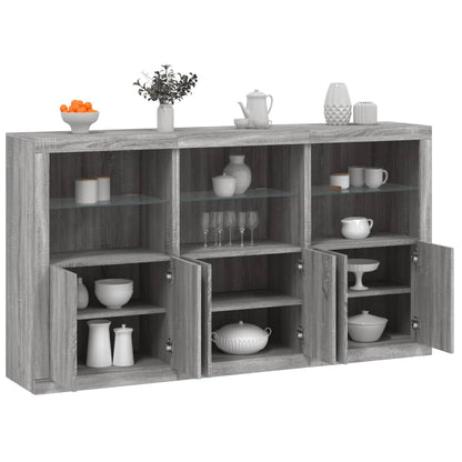 Credenza con Luci LED Grigio Sonoma 181,5x37x100 cm - homemem39