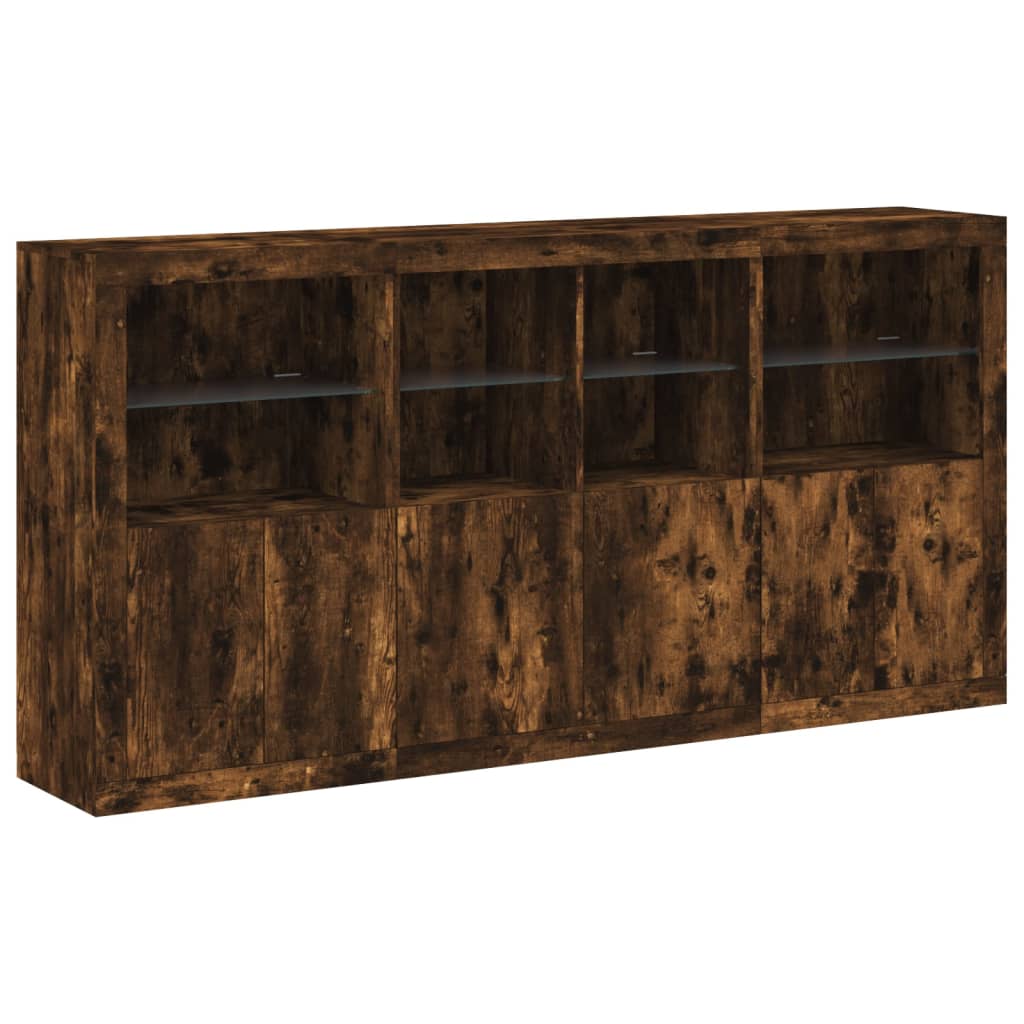 Credenza con Luci LED Rovere Fumo 202x37x100 cm - homemem39