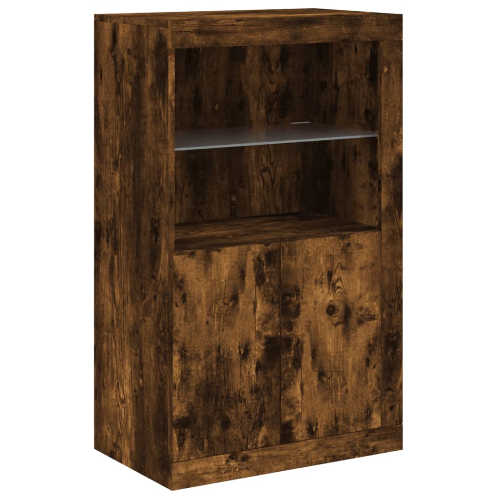 Credenza con Luci LED Rovere Fumo 202x37x100 cm - homemem39