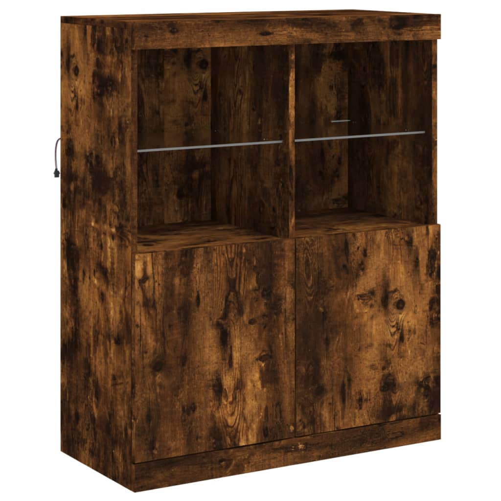 Credenza con Luci LED Rovere Fumo 202x37x100 cm - homemem39