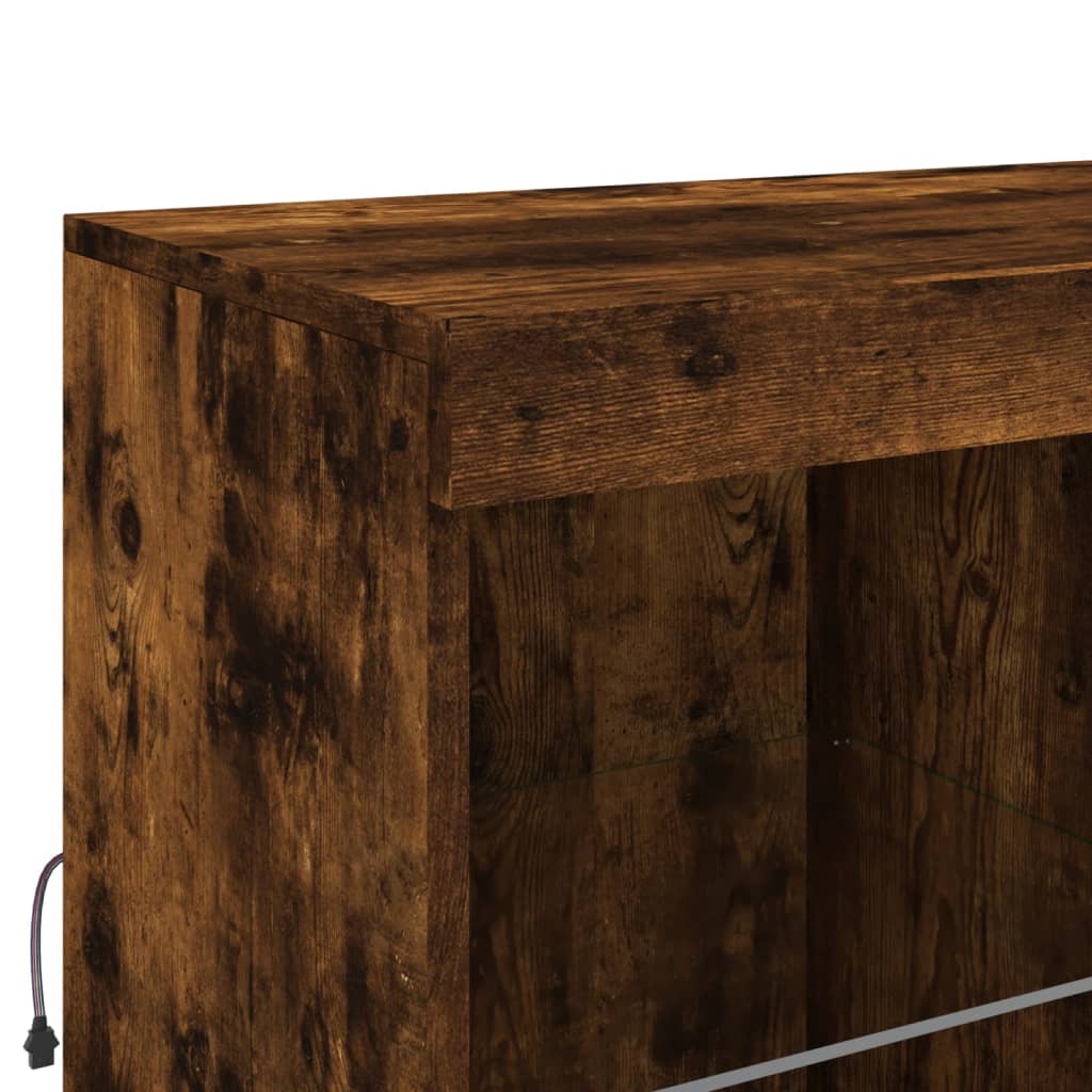 Credenza con Luci LED Rovere Fumo 202x37x100 cm - homemem39