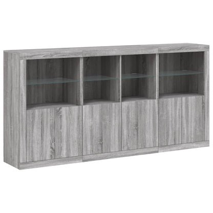 Credenza con Luci LED Grigio Sonoma 202x37x100 cm - homemem39