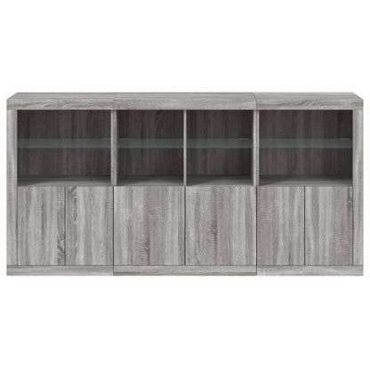 Credenza con Luci LED Grigio Sonoma 202x37x100 cm