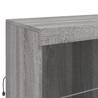 Credenza con Luci LED Grigio Sonoma 202x37x100 cm