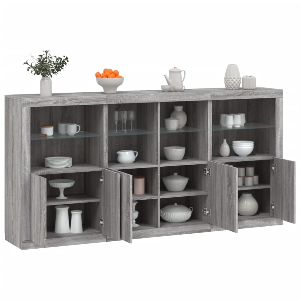 Credenza con Luci LED Grigio Sonoma 202x37x100 cm - homemem39