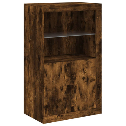 Credenza con Luci LED Rovere Fumo 283x37x100 cm