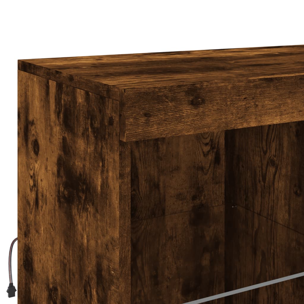 Credenza con Luci LED Rovere Fumo 283x37x100 cm