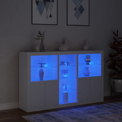 Credenza con Luci LED Bianca 162x37x100 cm