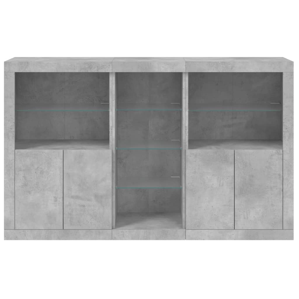 Credenza con Luci LED Grigio Cemento 162x37x100 cm