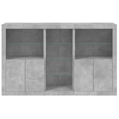 Credenza con Luci LED Grigio Cemento 162x37x100 cm