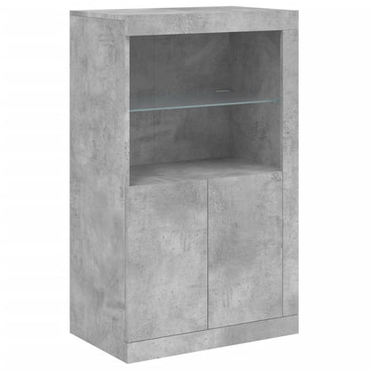 Credenza con Luci LED Grigio Cemento 162x37x100 cm