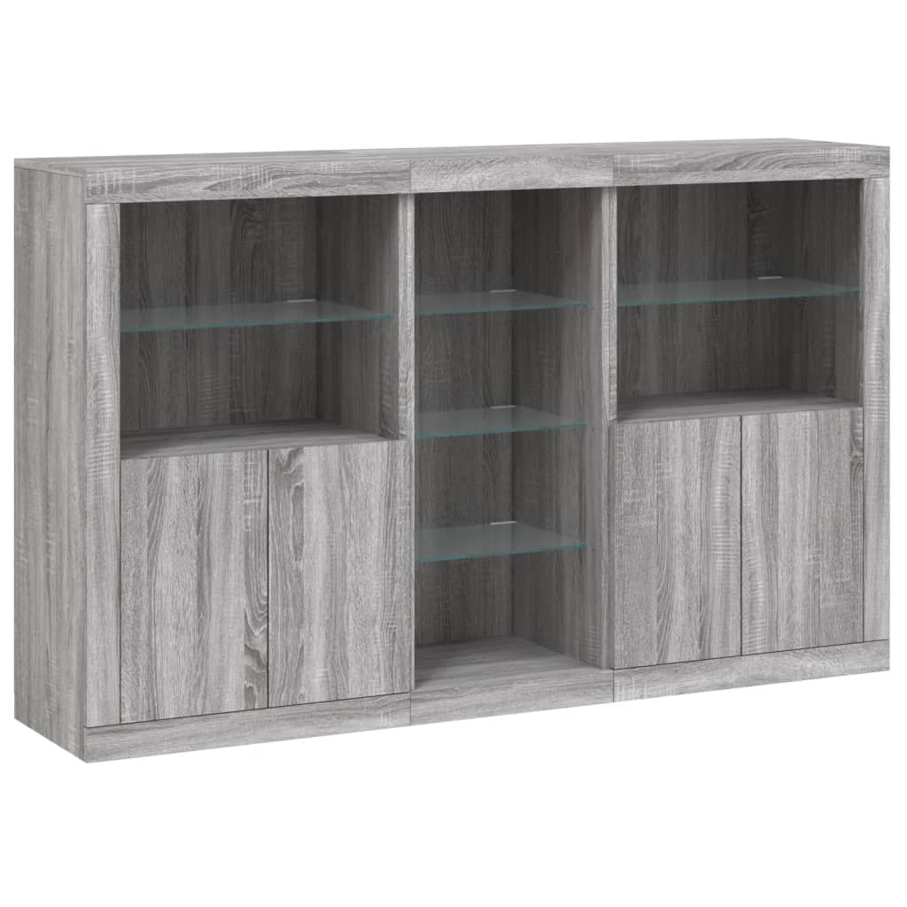 Credenza con Luci LED Grigio Sonoma 162x37x100 cm