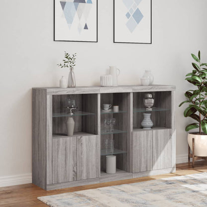 Credenza con Luci LED Grigio Sonoma 162x37x100 cm