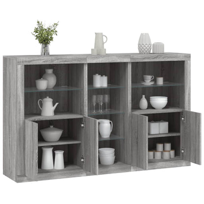 Credenza con Luci LED Grigio Sonoma 162x37x100 cm - homemem39