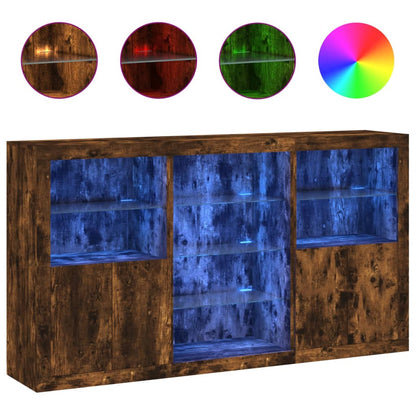 Credenza con Luci LED Rovere Fumo 181,5x37x100 cm - homemem39