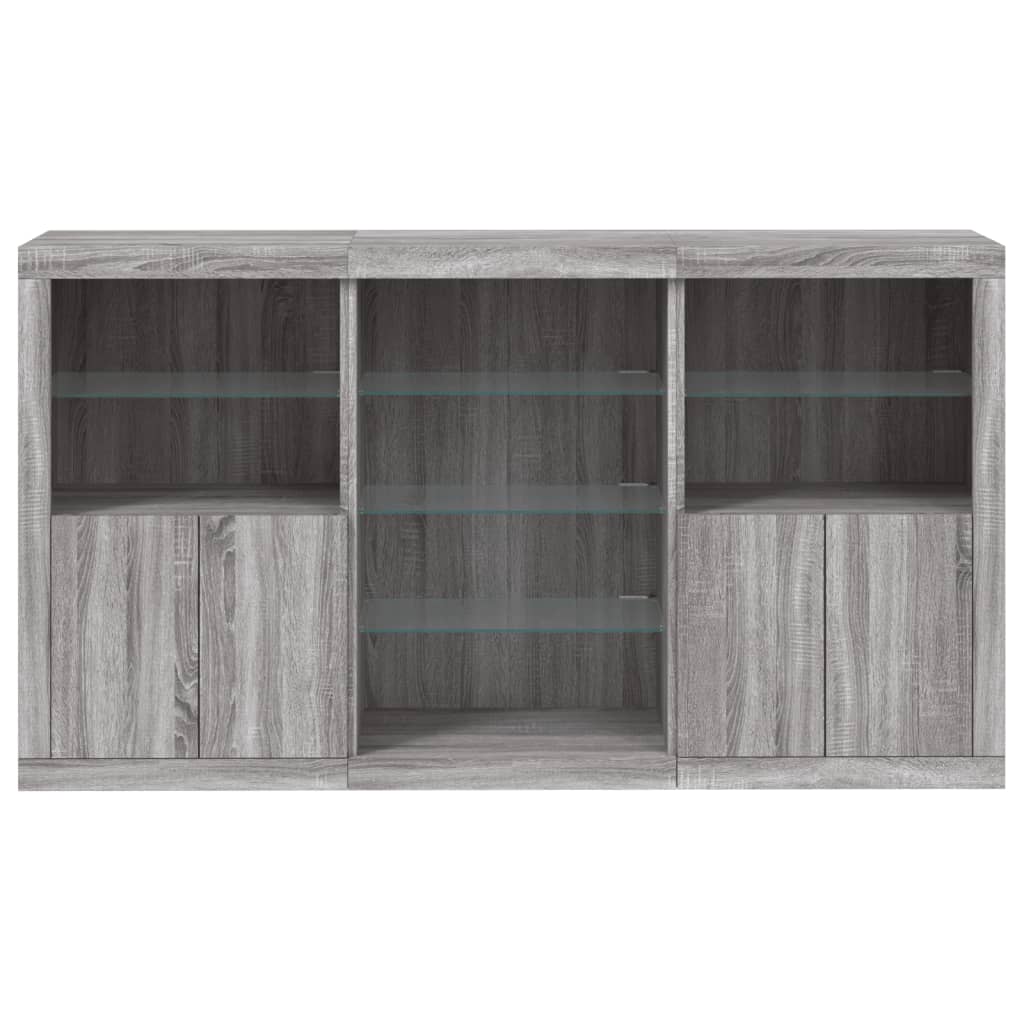 Credenza con Luci LED Grigio Sonoma 181,5x37x100 cm