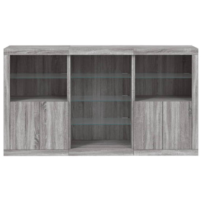 Credenza con Luci LED Grigio Sonoma 181,5x37x100 cm - homemem39