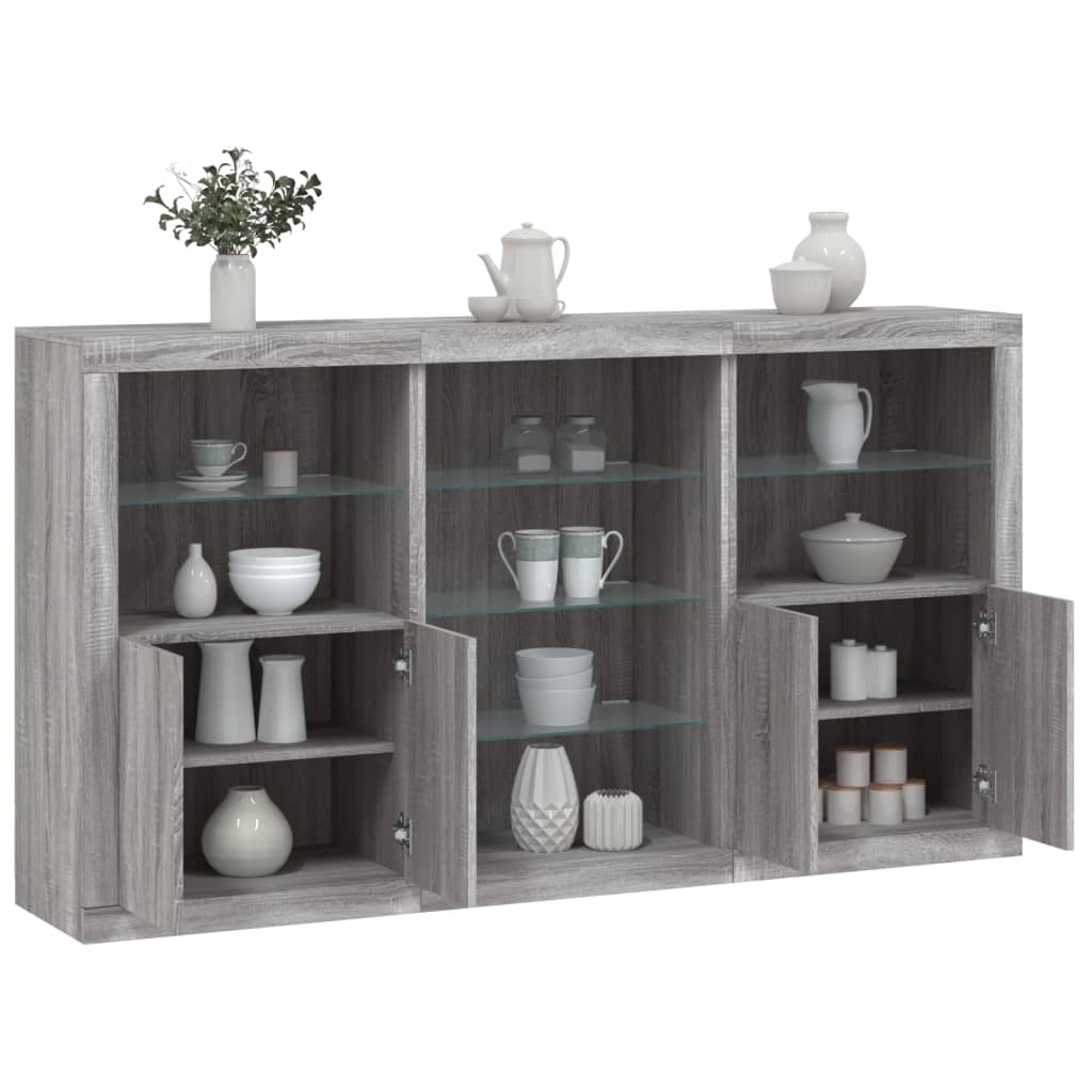 Credenza con Luci LED Grigio Sonoma 181,5x37x100 cm - homemem39