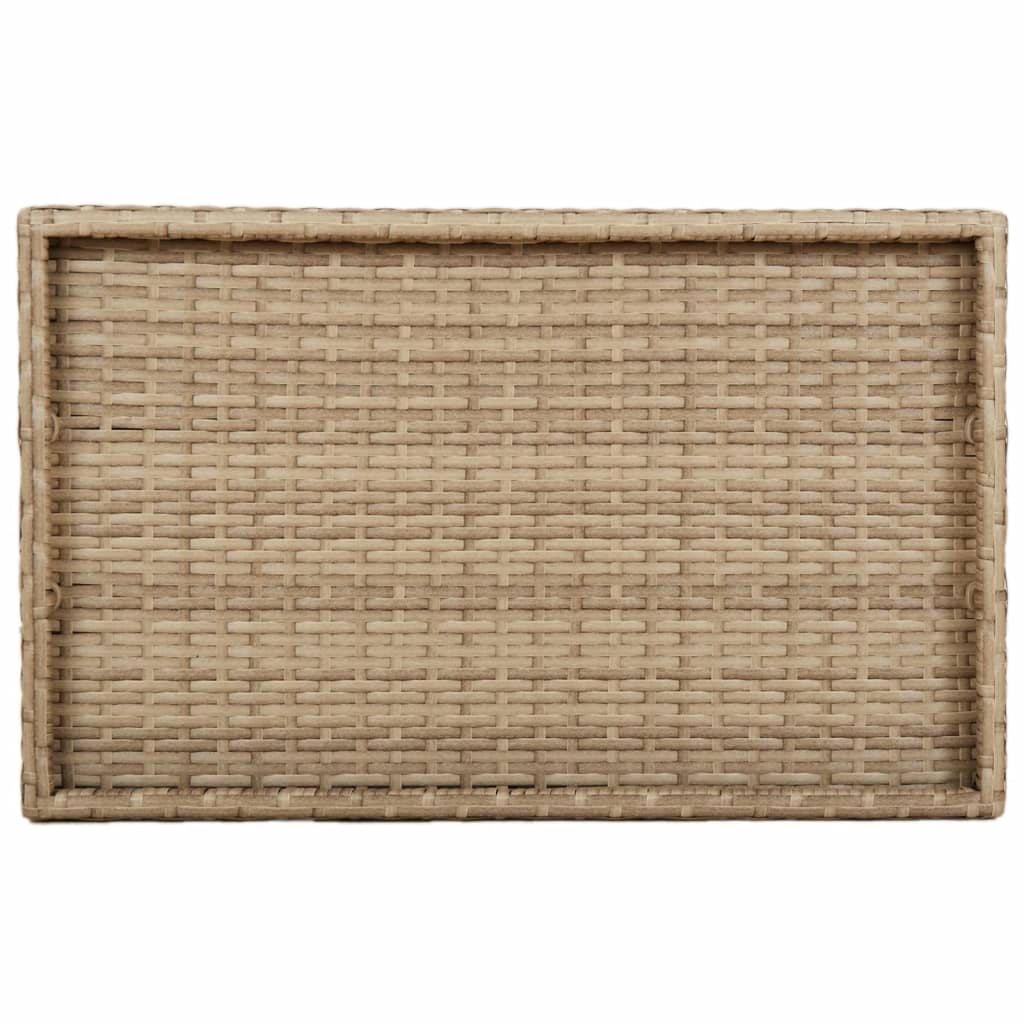 Tavolino Vassoio Pieghevole Beige 65x40x75 cm in Polyrattan - homemem39