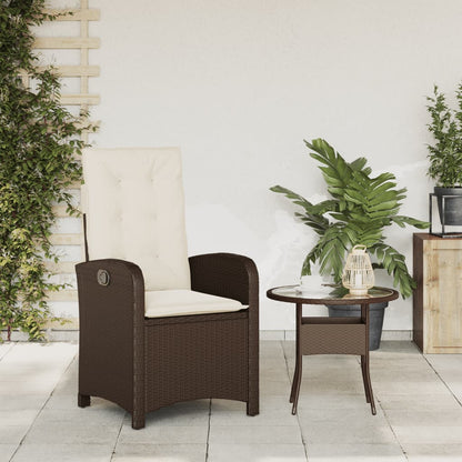 Sedia Reclinabile da Giardino con Cuscini Marrone in Polyrattan - homemem39