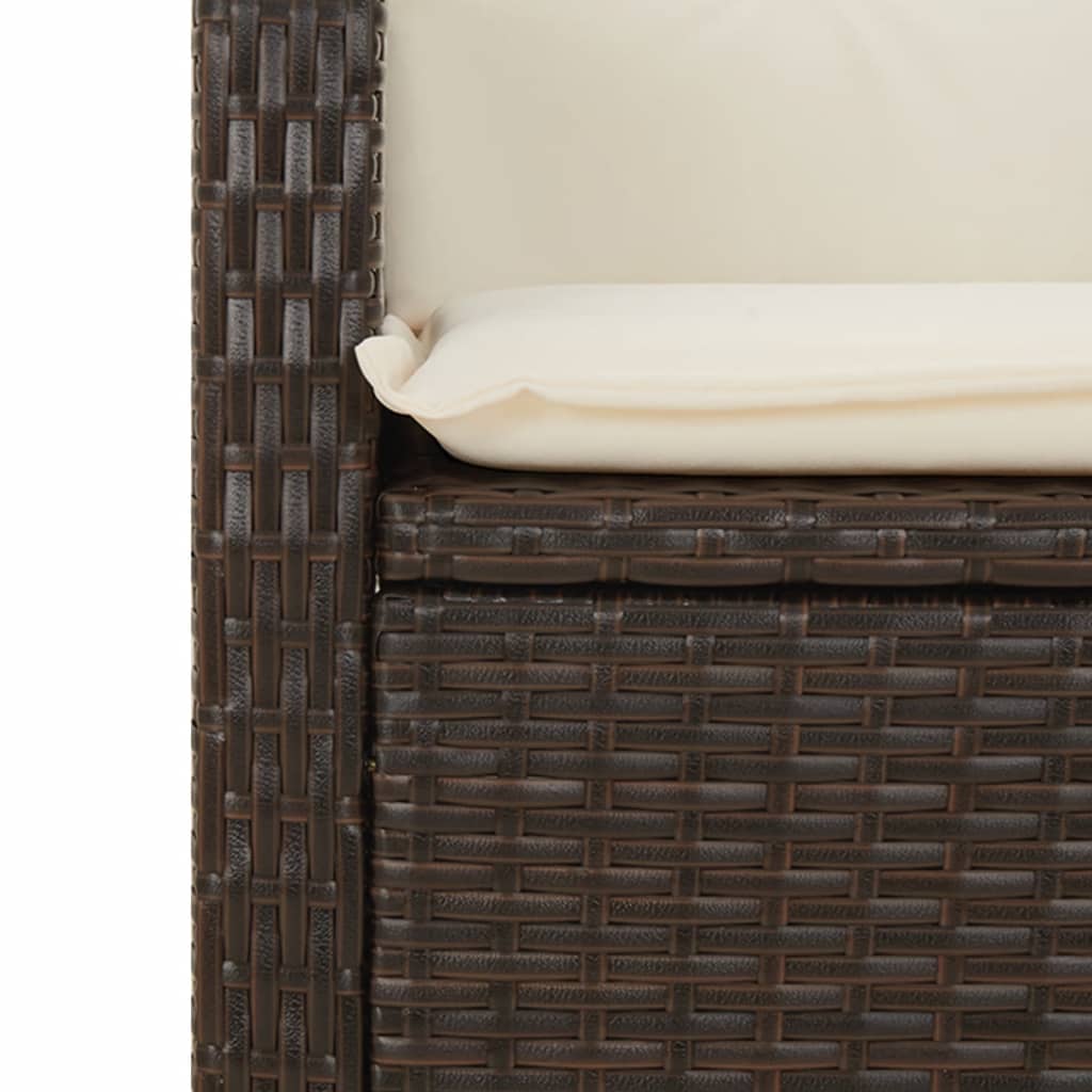 Sedia Reclinabile da Giardino con Cuscini Marrone in Polyrattan - homemem39