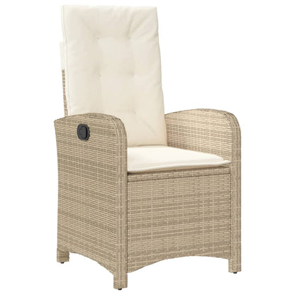 Sedia Reclinabile da Giardino con Cuscini Beige in Polyrattan