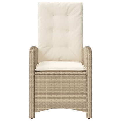 Sedia Reclinabile da Giardino con Cuscini Beige in Polyrattan - homemem39