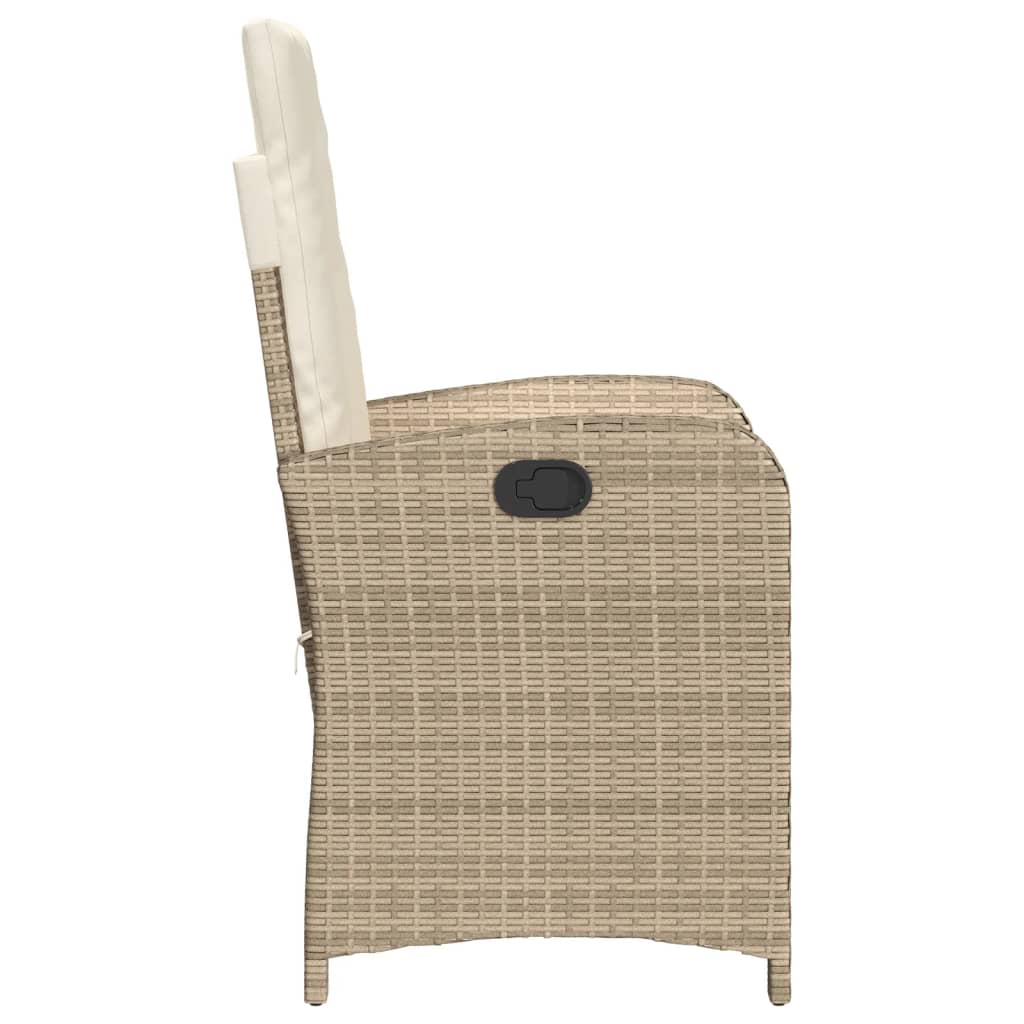 Sedia Reclinabile da Giardino con Cuscini Beige in Polyrattan - homemem39