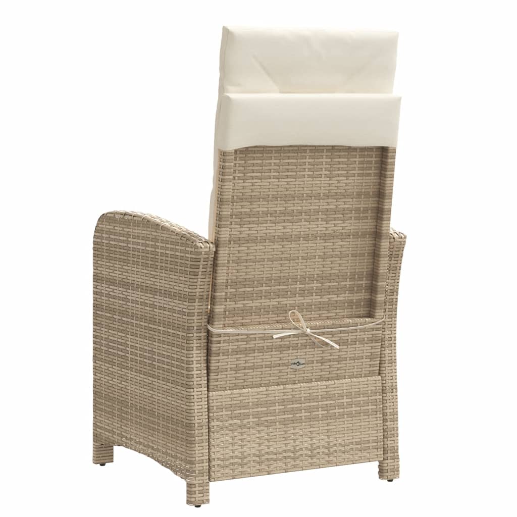 Sedia Reclinabile da Giardino con Cuscini Beige in Polyrattan - homemem39