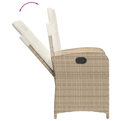 Sedia Reclinabile da Giardino con Cuscini Beige in Polyrattan - homemem39