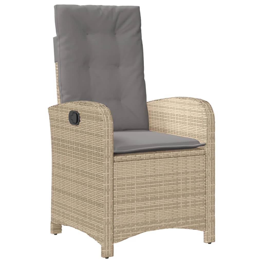 Sedia Reclinabile Giardino con Cuscini Beige Misto Polyrattan - homemem39