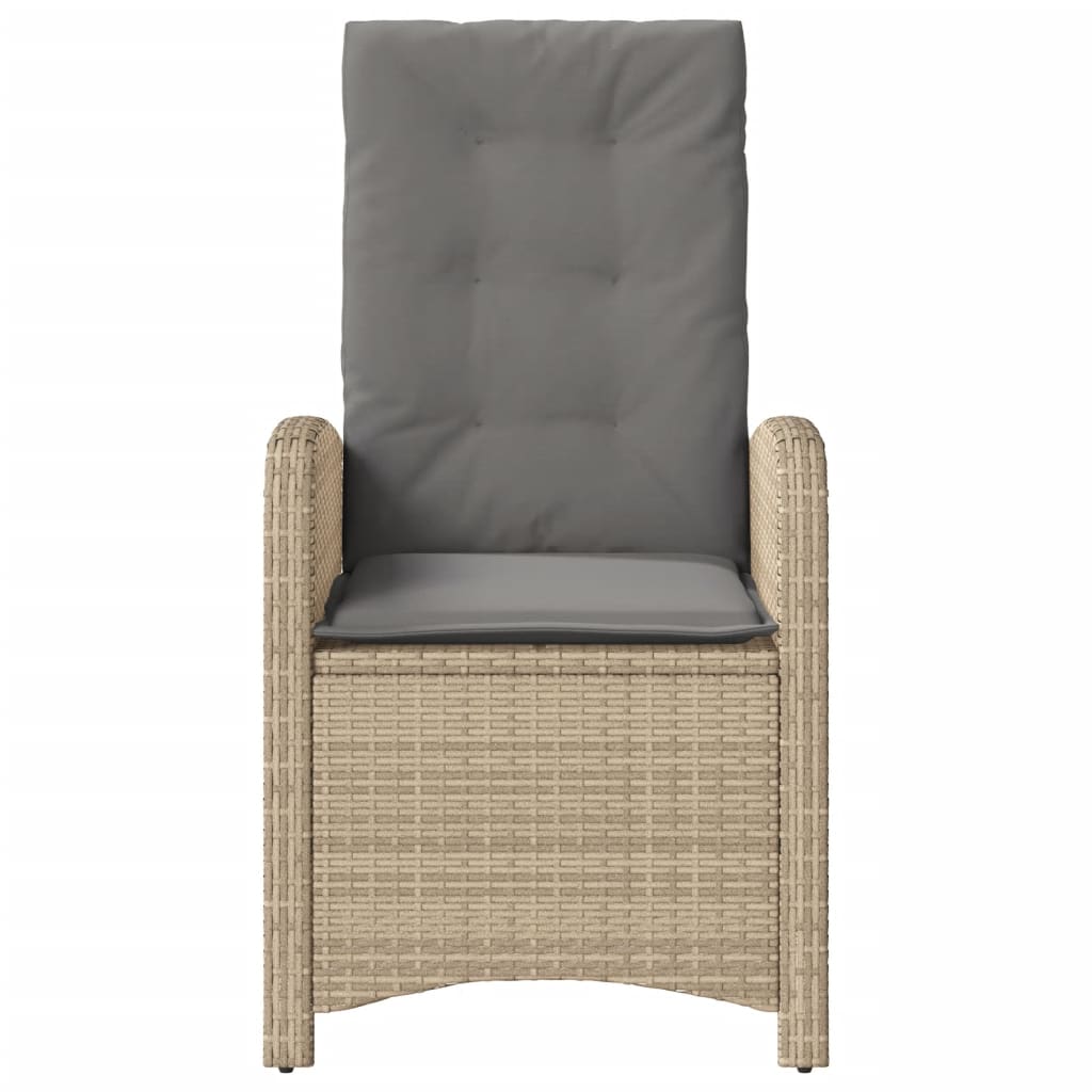 Sedia Reclinabile Giardino con Cuscini Beige Misto Polyrattan