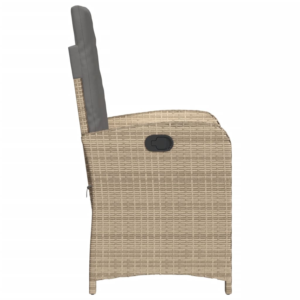 Sedia Reclinabile Giardino con Cuscini Beige Misto Polyrattan - homemem39