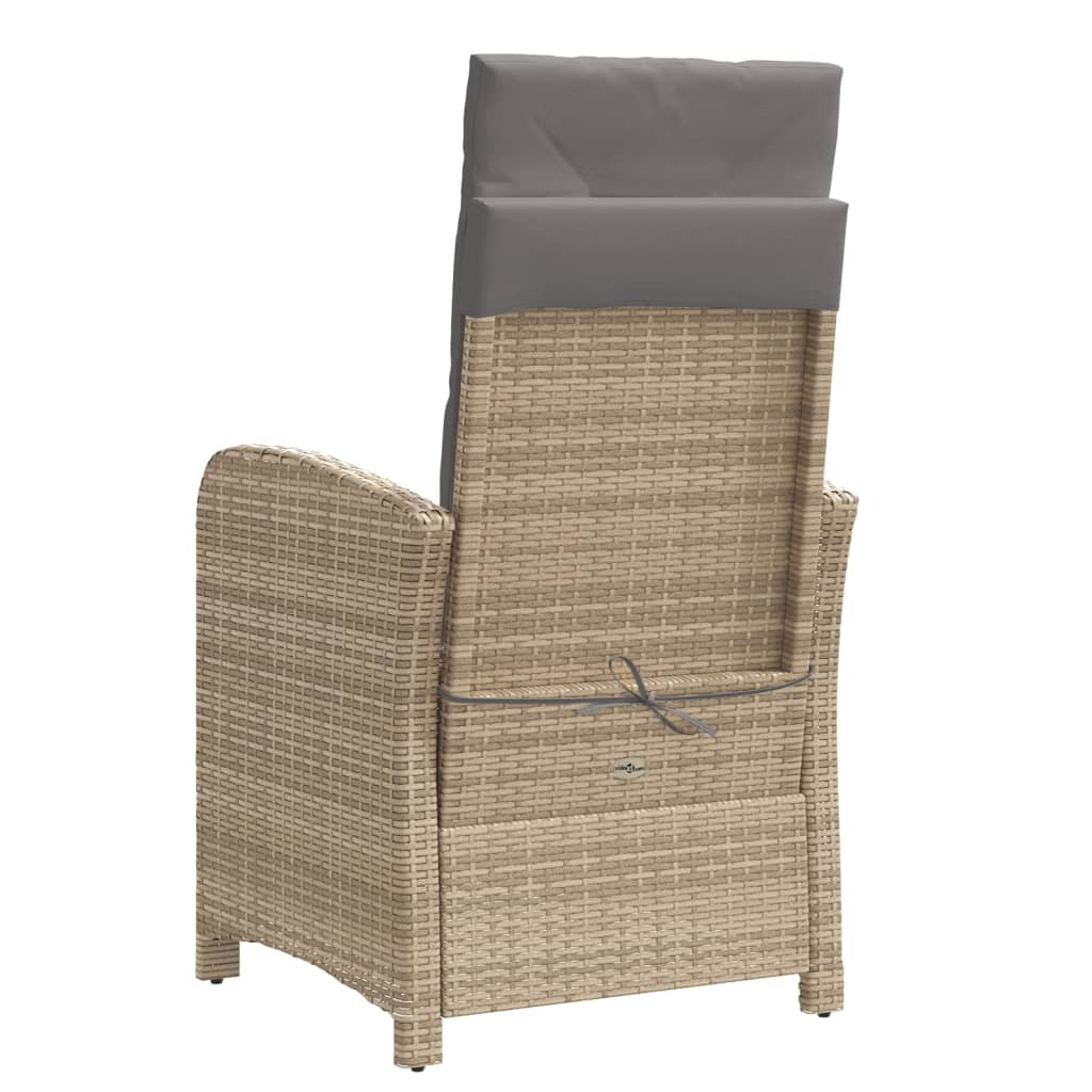 Sedia Reclinabile Giardino con Cuscini Beige Misto Polyrattan