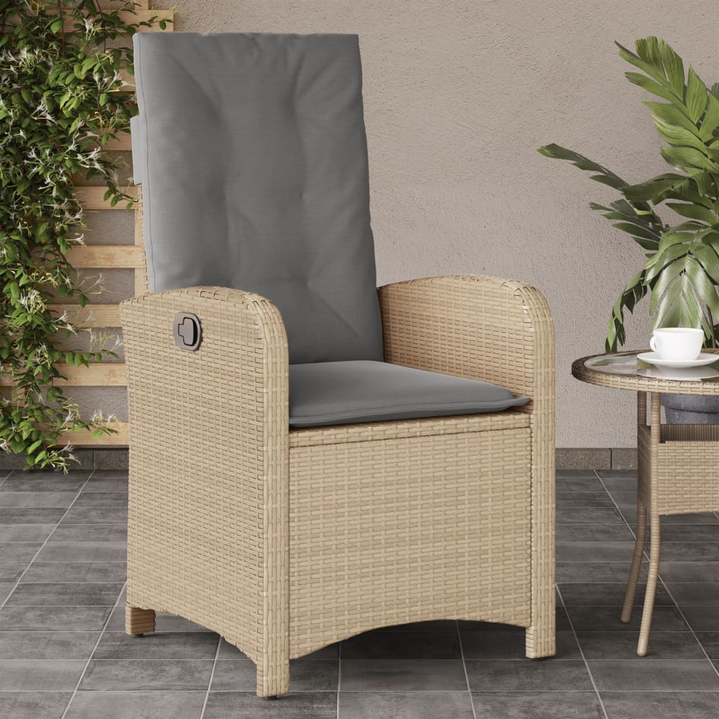 Sedia Reclinabile Giardino con Cuscini Beige Misto Polyrattan - homemem39