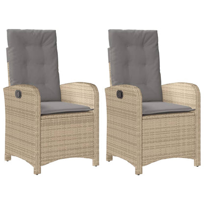 Sedie Reclinabili Giardino 2pz Cuscini Beige Misto Polyrattan - homemem39