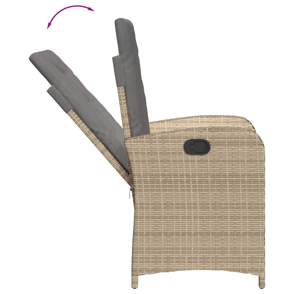 Sedie Reclinabili Giardino 2pz Cuscini Beige Misto Polyrattan