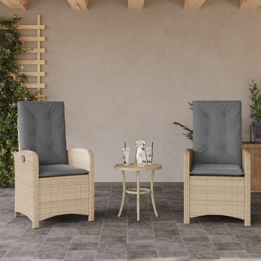 Sedie Reclinabili Giardino 2pz Cuscini Beige Misto Polyrattan - homemem39